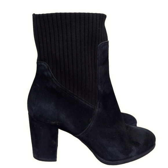 Vionic Kaylee Ankle Bootie Black Weather Resistant Suede Knit Block Heel Size 10 - Picture 1 of 6
